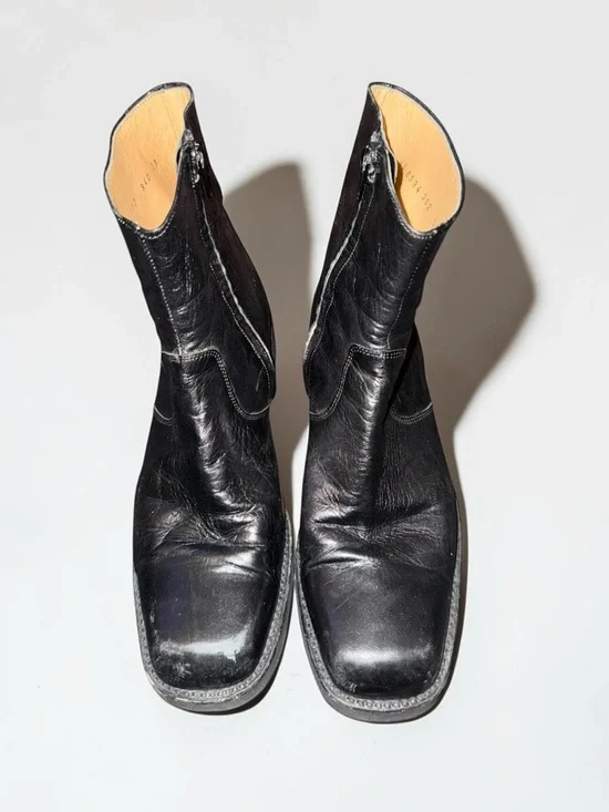 Jil Sander Black Leather Square Toe Platform Ankle Boots 39 - Picture 2 of 9